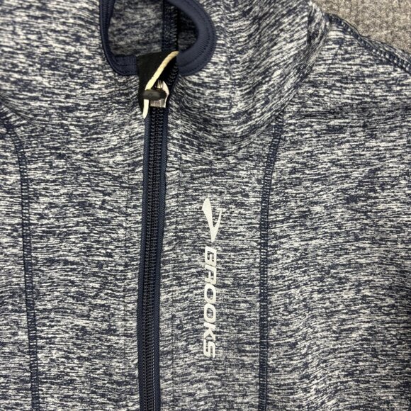 Brooks Jacket Womens XS Blue Heather Full Zip Hooded Running Athletic Thumbholes - Picture 2 of 9